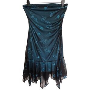 Vintage Y2K Taboo Strapless Fairycore Dress Blue Sheer Size M